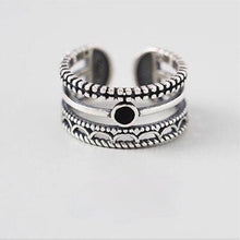 Load image into Gallery viewer, Vintage Handmade Oxidized 925 Sterling Silver Evil Eye Adjustable Rings