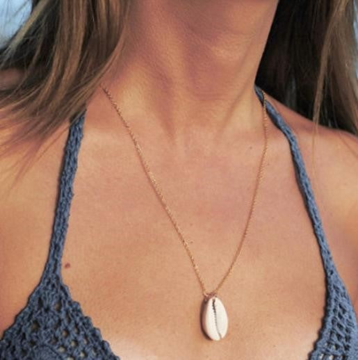 Trendy Minimalist Sea Cowry Clavicle Pendant Necklace