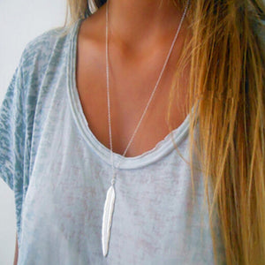 Trendy Minimalist Clavicle Silver Feather Necklace - New Addition