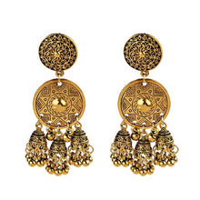 Load image into Gallery viewer, Ethnic Indian Jhumka Double Circle Earrings - Oxidized Gold/Silver
