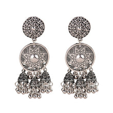 Load image into Gallery viewer, Ethnic Indian Jhumka Double Circle Earrings - Oxidized Gold/Silver