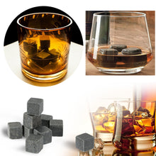 Load image into Gallery viewer, 9 Pcs Reusable Whisky Ice Stones Wine Drinks Cooler Cubes - Granite with Pouch
