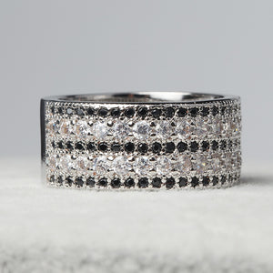 925 Sterling Silver Black Crystal Zircon Ring