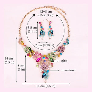 Indian Bridal Crystal Necklace Earrings Sets - 9 Colors