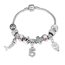 Load image into Gallery viewer, Charm Beads Silver Bracelet - Pink or 23 colors and designs