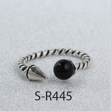 Load image into Gallery viewer, Vintage Handmade Oxidized 925 Sterling Silver Point Adjustable Rings