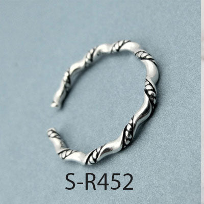 Vintage Handmade Oxidized 925 Sterling Silver Adjustable Rings