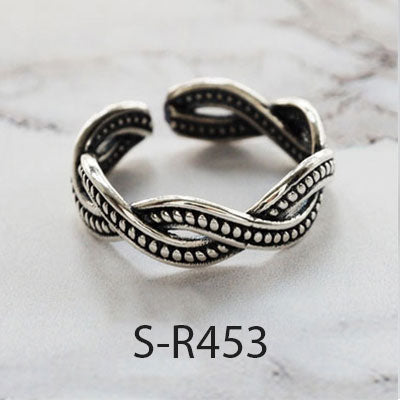 Vintage Handmade Oxidized 925 Sterling Silver Adjustable Rings