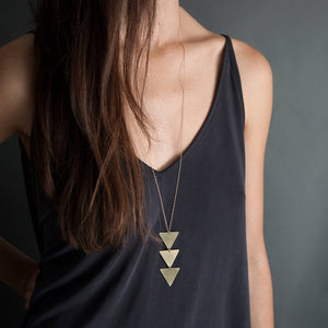 Triangle Long Chain Necklace - Gold/Silver