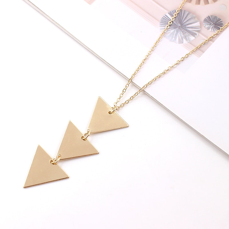 Triangle Long Chain Necklace - Gold/Silver