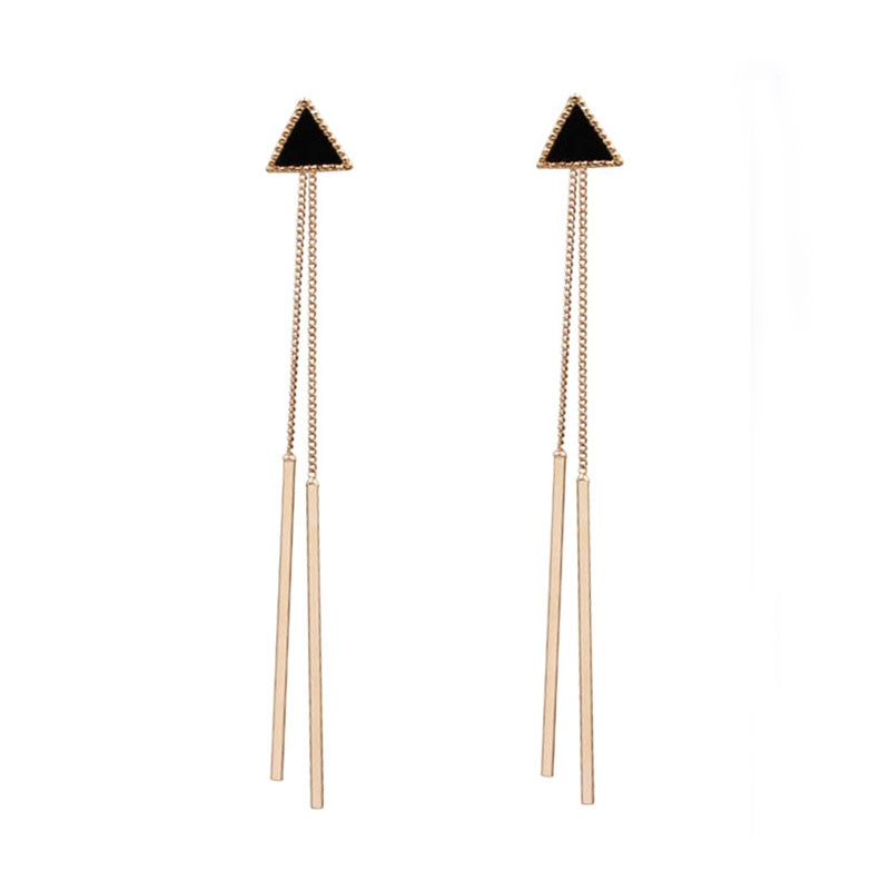 Long Bar Triangle Drop Silver/Golden Earrings - New Arrival