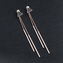 Load image into Gallery viewer, Long Bar Triangle Drop Silver/Golden Earrings - New Arrival