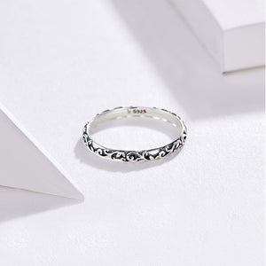 925 Sterling Silver Engraved Pattern Silver Rings