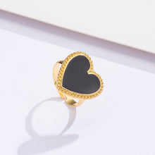 Load image into Gallery viewer, Big Black White Heart Rings - New Arrival