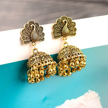 Load image into Gallery viewer, Ethnic Indian Gypsy Boho Jhumka Earrings Silver Peacock - 2 Colors