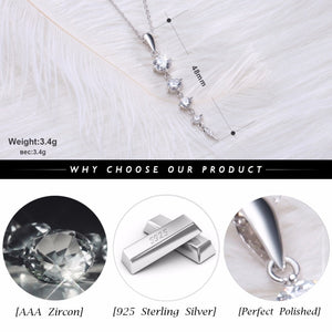 925 Sterling Silver Long Leaf Shape AAA Cubic Zircon Necklace & Earring Set