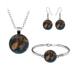 Van Gogh Gustav Klimt Painting Jewelry Sets - Earrings Necklace Bracelets
