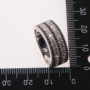 925 Sterling Silver Black Crystal Zircon Ring