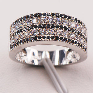 925 Sterling Silver Black Crystal Zircon Ring