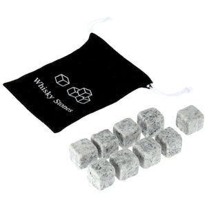 9 Pcs Reusable Whisky Ice Stones Wine Drinks Cooler Cubes - Granite with Pouch