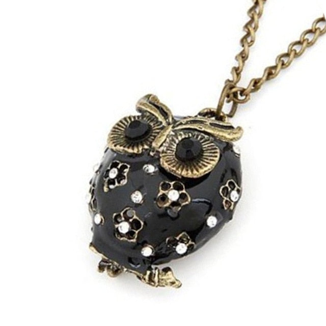 Hot Necklace Charms Black Owl Long Chain Necklace