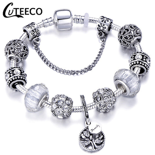 Marcasite 925 Fashion Silver Charms Bracelet