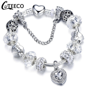Heart Silver Black Charms Bracelet In Different Lengths – New Arrival