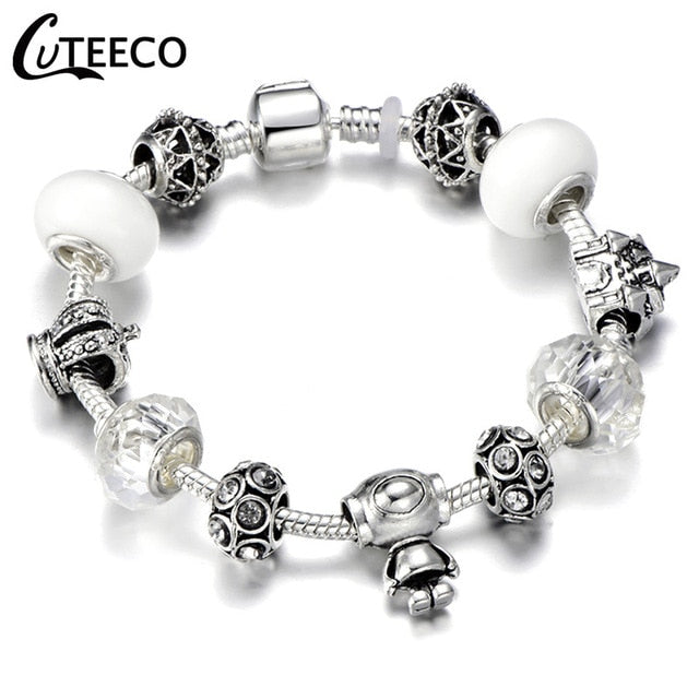 White Silver Black Charms Bracelet In Different Lengths – New Arrival