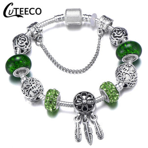 Silver Hot Green Charms Bracelet in different Lengths – New Arrival