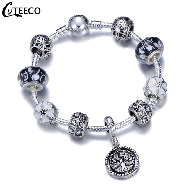 Silver Black Charms Bracelet in different Lengths – New Arrival