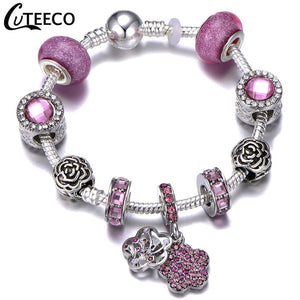 Silver Hot Pink Charms Bracelet in different Lengths – New Arrival