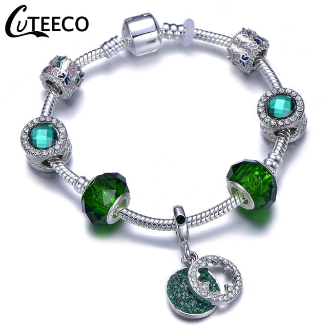 Silver Green Charms Bracelet in different Lengths – New Arrival