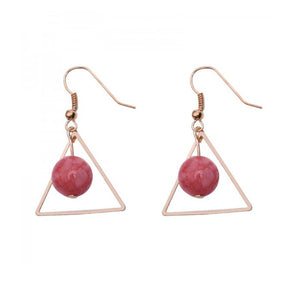 Vintage Hollow Out Triangle - Marble Beads Leaf Earrings