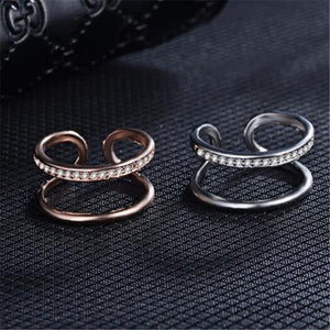 925 Sterling Silver Double Layer Silver/Rose Gold Rings