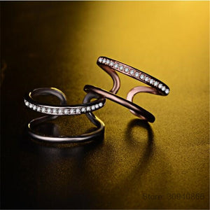 925 Sterling Silver Double Layer Silver/Rose Gold Rings