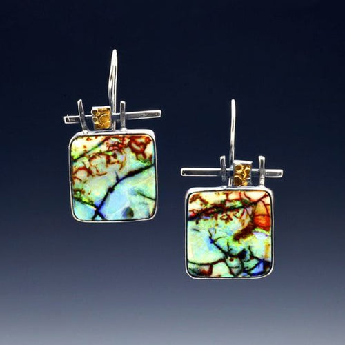 Boho Multicolor Green Resin Stone Drop Dangle Earrings