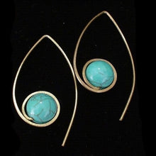 Load image into Gallery viewer, Ethnic Green Round Resin Stone Drop Dangle Earrings - Native Tribal Women Vintage Earrings