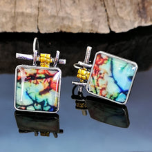 Load image into Gallery viewer, Boho Multicolor Green Resin Stone Drop Dangle Earrings