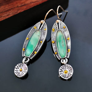 Boho Ethnic Green Resin Stone Drop Dangle Earrings