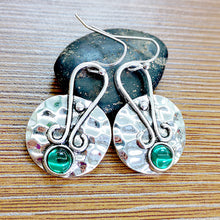 Load image into Gallery viewer, Boho Ethnic Circle Green Stone Drop Dangle Earrings - Native Tribal Women Vintage Earrings