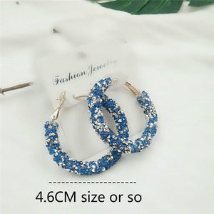 Exaggerated Shiny Circle Frosted Crystal Big Earrings -- New Design