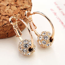 Load image into Gallery viewer, Austrian Crystal Ball Gold/Silver Earrings Boucles D&#39;oreilles