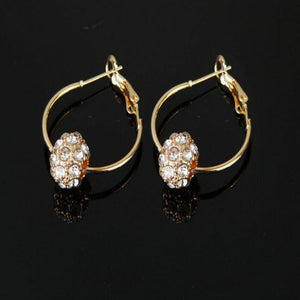Austrian Crystal Ball Gold/Silver Earrings Boucles D'oreilles