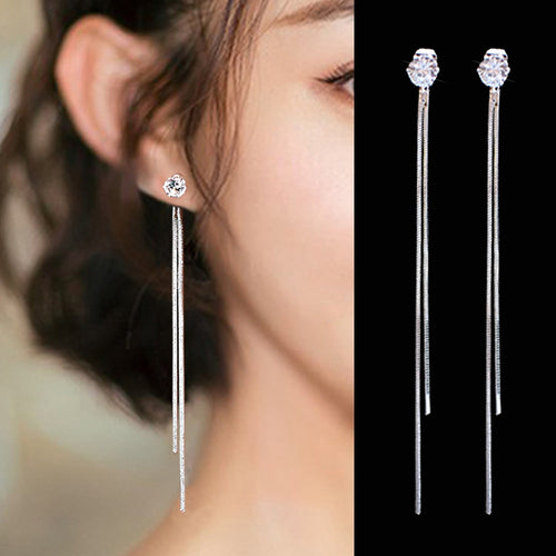 Dangle Hanging Rhinestone Long Drop Earrings