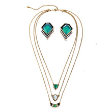 Load image into Gallery viewer, Gorgeous Vintage Green Earrings with or without Layer Brand Pendant Necklace Set
