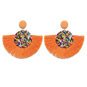 16 Colors - Handmade Honeycomb Dangle Tassel Earrings