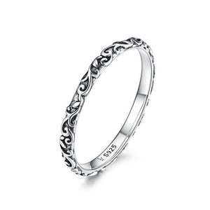 925 Sterling Silver Engraved Pattern Silver Rings