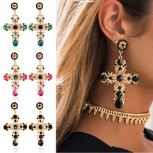 Load image into Gallery viewer, Tassel Bollywood Dangle Indian Cross Earrings - 3 Colors