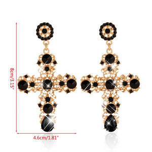 Tassel Bollywood Dangle Indian Cross Earrings - 3 Colors