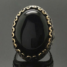 Load image into Gallery viewer, 925 Silver Ring Vintage Black Onyx Gemstone Ring